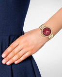 Michael Kors Darci Quartz Mother of Pearl Red Dial Gold Steel Strap Watch For Women - MK3583 Authentic Buy Shop Now