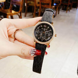 Michael Kors Tibby Multifunction Black Dial Black Leather Strap Watch For Women - MK6968 Authentic Buy Shop Now