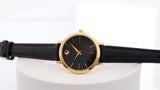 Movado Ultra Slim Black Dial Black Leather Strap Watch For Women - 0607095 Authentic Buy Shop Now