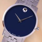 Movado Museum Classic Blue Dial Silver Steel Strap Watch for Men - 0607212 Authentic Buy Shop Now
