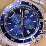 Movado Series 800 Chronograph Blue Dial Silver Steel Strap Watch For Men - 2600141 Authentic Buy Shop Now