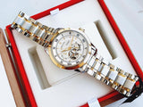 Bulova BVA Skeleton Silver Dial Two Tone Steel Strap Watch for Men - 98A230 Authentic Buy Shop Now