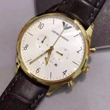 Emporio Armani Classic Chronograph White Dial Black Leather Strap Watch For Men - AR1892 Authentic Buy Shop Now
