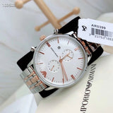 Emporio Armani Chronograph White Dial Two Tone Steel Strap Watch For Men - AR0399 Authentic Buy Shop Now