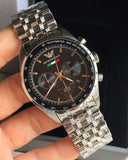 Emporio Armani Team Italia Chronograph Black Dial Silver Steel Strap Watch For Men - AR5983 Authentic Buy Shop Now