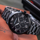 Emporio Armani Giovanni Chronograph Black Dial Black Steel Strap Watch For Men - AR11349 Authentic Buy Shop Now