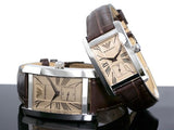 Emporio Armani Classic Beige Dial Brown Leather Strap Watch For Men - AR0154 Authentic Buy Shop Now