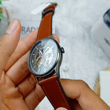 Fossil Forrester Automatic Skeleton Grey Dial Brown Leather Strap Watch for Men - ME3178 Authentic Buy Shop Now