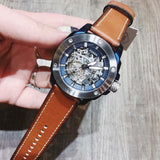 Fossil Modern Machine Automatic Skeleton Silver Dial Brown Leather Strap Watch for Men - ME3135 Authentic Buy Shop Now