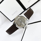 Gucci G Timeless Quartz Brown Dial Brown Rubber Strap Watch For Men - YA126403 Authentic Buy Shop Now