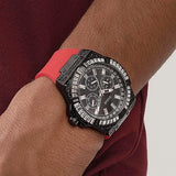 Guess Mainline Multifunction Crystals Black Dial Red Silicone Strap Watch For Men - GW0208G6 Authentic Buy Shop Now