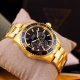 Guess Chaser Multifunction Blue Dial Gold Steel Strap Watch for Men - W0172G5 Authentic Buy Shop Now