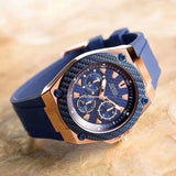 Guess Legacy Chronograph Blue Dial Blue Rubber Strap Watch For Men - W1049G9 Authentic Buy Shop Now
