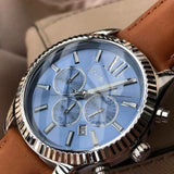 Michael Kors Lexington Chronograph Blue Dial Brown Leather Strap Watch For Men - MK8537 Authentic Buy Shop Now
