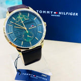 Tommy Hilfiger Hunter Green Dial Brown Leather Strap Watch for Men - 1791607 Authentic Buy Shop Now