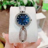 Bulova Crystal Black Mother of Pearl Dial Silver Steel Strap Watch for Women - 96L224 Authentic Buy Shop Now
