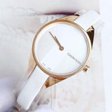 Calvin Klein Rebel White Grey Dial White Leather Strap Watch for Women - K8P236L6 Authentic Buy Shop Now