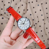 Tissot Chemin Des Tourelles Powermatic 80 Mother of Pearl White Dial Red Leather Strap Watch For Women - T099.207.16.118.00 Authentic Buy Shop Now