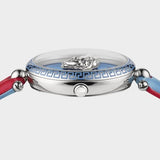 Versace Palazzo Empire Blue Dial Blue & Red Leather Strap Watch for Women - VCO070017 Authentic Buy Shop Now