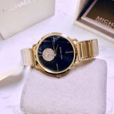 Michael Kors Portia Black Dial Gold Steel Strap Watch for Women - MK3788 Authentic Buy Shop Now