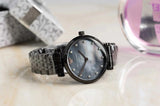 Emporio Armani Gianni T-Bar Quartz Black Mother of Pearl Dial Black Steel Strap Watch For Women - AR11268 Authentic Buy Shop Now