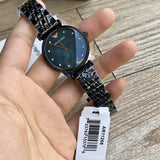 Emporio Armani Gianni T-Bar Quartz Black Mother of Pearl Dial Black Steel Strap Watch For Women - AR11268 Authentic Buy Shop Now