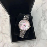 Emporio Armani Gianni T Bar Pink Mother of Pearl Dial Silver Steel Strap Watch For Women - AR1779 Authentic Buy Shop Now