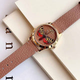 Gucci G Timeless Butterfly Brown Dial Brown Leather Strap Watch For Women - YA1264063 Authentic Buy Shop Now