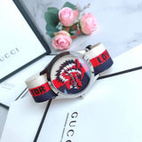 Gucci G Timeless Quartz White Red Blue Dial Multicolored NATO Strap Watch For Men - YA1264059 Authentic Buy Shop Now