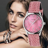 Gucci G-Timeless Pink Mother of Pearl Dial Pink Leather Strap Watch For Women - YA126586 Authentic Buy Shop Now