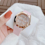 Guess Clarity Gold Dial Pink Silicone Strap Watch for Women - GW0109L2 Authentic Buy Shop Now