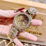 Guess Sol Chronograph Gold Dial Gold Steel Strap Watch For Women - GW0483L2 Authentic Buy Shop Now