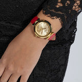 Guess Trend Dragon Gold Dial Red Leather Strap Watch For Women - GW0646L1 Authentic Buy Shop Now