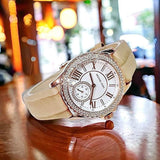 Michael Kors Mini Everest Crystals White Dial Brown Leather Strap Watch for Women - MK4719 Authentic Buy Shop Now
