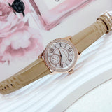 Michael Kors Mini Everest Crystals White Dial Brown Leather Strap Watch for Women - MK4719 Authentic Buy Shop Now