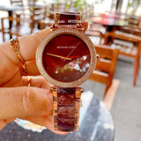 Michael Kors Parker Maroon Dial Two Tone Steel Strap Watch for Women - MK6412 Authentic Buy Shop Now