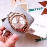 Michael Kors Bradshaw Quartz Rose Gold Dial Rose Gold Steel Strap Watch For Women - MK6556 Authentic Buy Shop Now