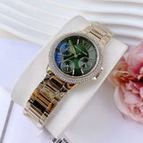 Michael Kors Camille Multifunction Green Dial Gold Steel Strap Watch For Women - MK6981 Authentic Buy Shop Now