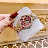 Michael Kors Camille Analog Red Dial Gold Steel Strap Watch For Women - MK7196 Authentic Buy Shop Now