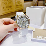 Michael Kors Jessa Quartz Gold Dial White Silicone Strap Watch For Women - MK7267 Authentic Buy Shop Now