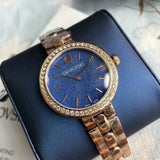 Swarovski Daytime Glittering Blue Dial Rose Gold Steel Strap Watch for Women - 5182277 Authentic Buy Shop Now