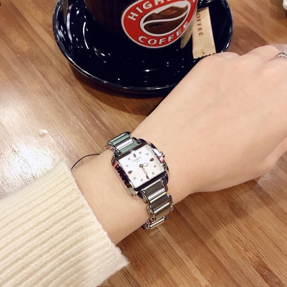 Tissot T Wave Diamonds Mother of Pearl Dial Silver Steel Strap Watch for Women - T02.1.285.74 Authentic Buy Shop Now
