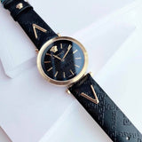 Versace V-Twist Black Dial Black Leather Strap Watch for Women - VELS00619 Authentic Buy Shop Now