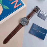 Tommy Hilfiger Aiden Quartz Black Dial Brown Leather Strap Watch for Men - 1791309 Authentic Buy Shop Now