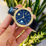 Versace Univers Navy Blue Dial Navy Blue Leather Strap Watch for Men - VEBK00318 Authentic Buy Shop Now