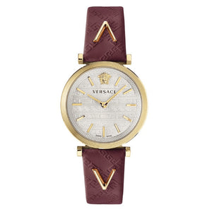 Versace V-Twist Silver Dial Red Leather Strap Watch for for Women - VELS00519 Authentic Buy Shop Now