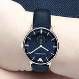 Emporio Armani Analog Quartz Blue Dial Blue Leather Strap Watch For Men - AR1647 Authentic Buy Shop Now