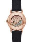 Emporio Armani Meccanico Skeleton Silver Dial Black Leather Strap Watch For Men - AR60031 Authentic Buy Shop Now