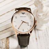 Emporio Armani Beta Chronograph White Dial Brown Leather Strap Watch For Men - AR1915 Authentic Buy Shop Now