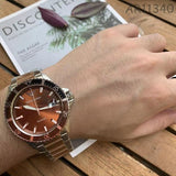 Emporio Armani Diver Quartz Brown Dial Two Tone Steel Strap Watch For Men - AR11340 Authentic Buy Shop Now